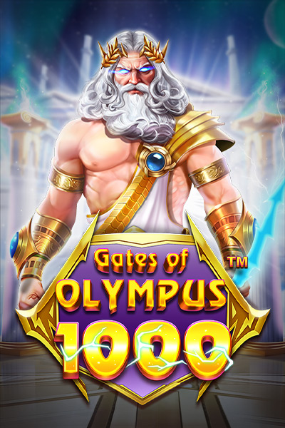 A majestic and divine image of the game 'Gates of Olympus 1000', depicting the legendary battle among the powerful deities of Greek mythology.